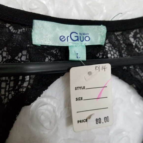 ERGUO | black faux wrap dress - Picture 3 of 5